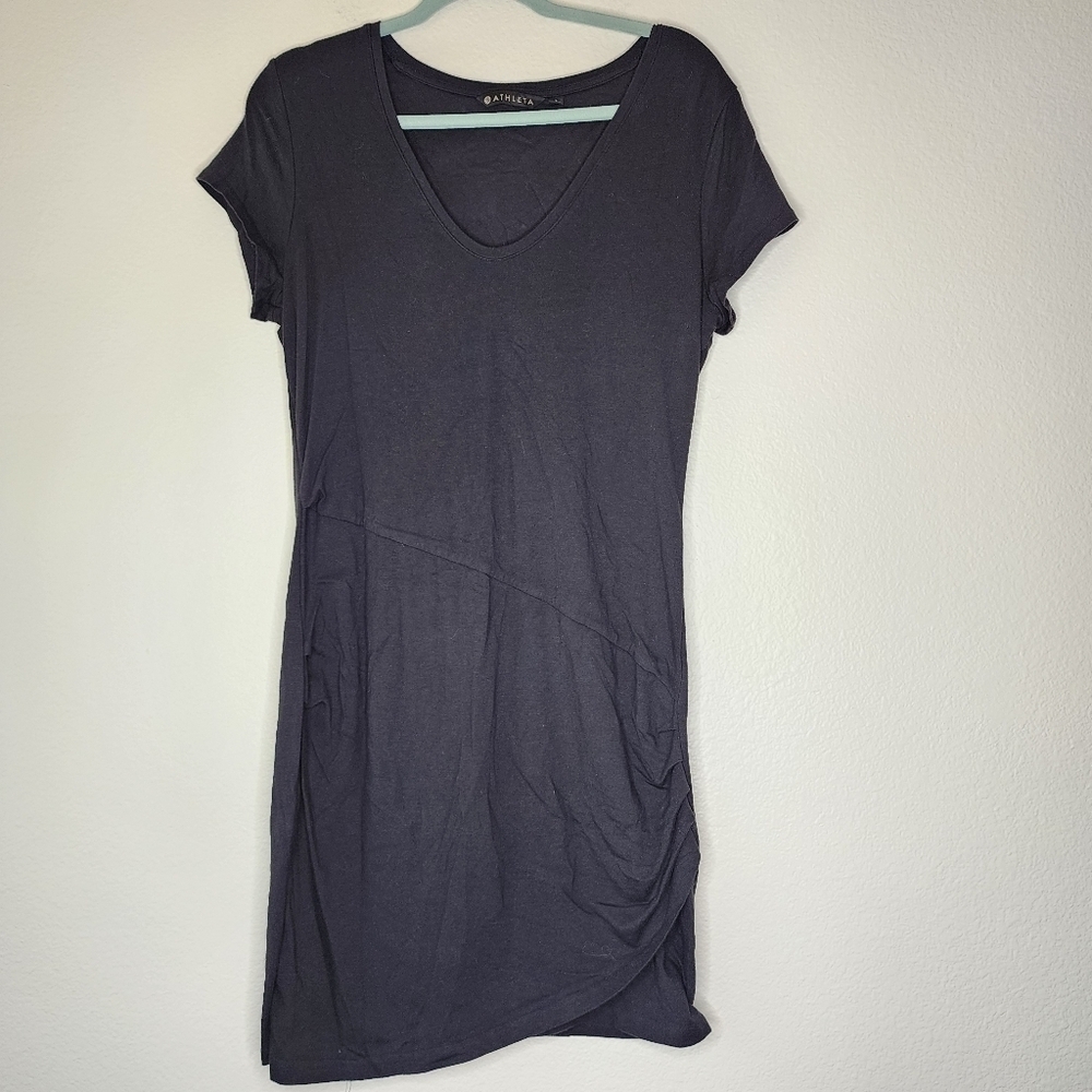 Athleta Black Ruched Central Dress L - Picture 2 of 5
